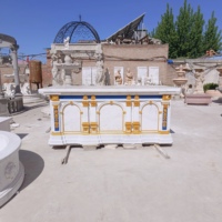 Table d'autel en marbre sculpté à la main, grande décoration religieuse personnalisée, décoration en pierre naturelle sculptée, église catholique, Shivling, vente