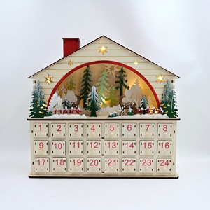 Calendario dell'Avvento Personalizzato in Legno a Forma di Casa, Regalo Creativo per il Conto alla Rovescia di Natale, Calendario da Scrivania Natalizio - Product Image 5