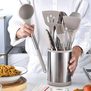 Non-stick Silicone Cookware Kitchen <strong>Tools</strong> Utensils Set with Stainless Steel Handle with Spatulas Turners Spoon Pasta Fork - Product Image 5