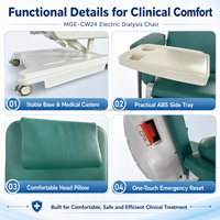 Fauteuil de dialyse électrique avec 3 moteurs de positionnement, réglage de la hauteur, fonction CPR à une touche pour hémodialyse, perfusion et chimiothérapie