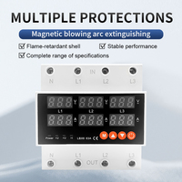 Voltmètre ampèremètre triphasé 3 pôles sur rail DIN 63A 50/60Hz avec protection réglable contre les surtensions et les sous-tensions