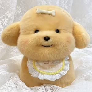 Peluche chien super douce et sûre, <span class=keywords><strong>chiot</strong></span> doré câlin avec bavoir, idéale pour baby shower et chambre d'enfant, unisexe pour jeunes enfants, personnalisation possible - Product Image 4