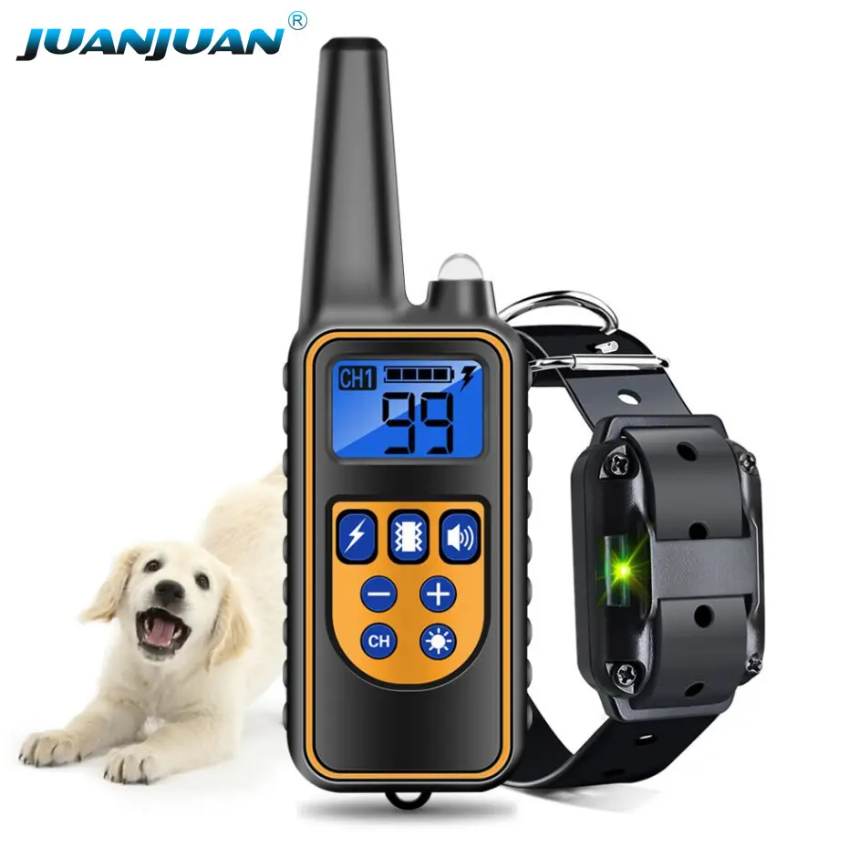 800m Electric pet dog training collar waterproof and anti-barking rechargeable remote control dog collar with LCD display