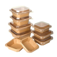 Nouvelle conception de boîte à salade rectangulaire jetable, compostable, biodégradable, écologique, à paroi simple, en papier kraft octogonal