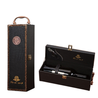 Caja de Regalo de PU con Asa para Botellas de Vino, Accesorios para Botellas de Licor, Whisky y Vino, Estilo Vintage, MOQ Bajo, Venta al por Mayor