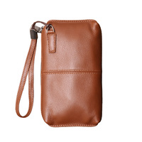 Dompet Kulit Asli Pria dengan Ritsleting, Gaya Urban Simpel, Desain Ringan untuk Penggunaan Sehari-hari