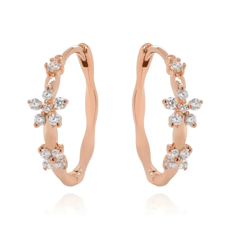 Gemnel 18K gold plating flower hoops CZ 925 silver luxury jewelry earrings