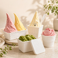 Gobelet à glace biodégradable en amidon de maïs avec couvercle, 125 ml, 180 ml, 200 ml, bol à gelato compostable, qualité alimentaire, jetable, pour dessert