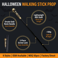 Décoration de fête et cosplay : Accessoire de costume d'Halloween, bâton de déguisement, canne, trident de diable, scythe, baguette de sorcier, crâne, 81cm, vente en gros OEM