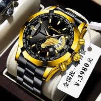 Montre pour homme à grand cadran, étanche, lumineuse, avec calendrier, tendance, style business, étanche
