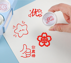 Tampon flash 4-en-1 rond de 20 mm, motif fleur mignon, pour élèves, enseignants et enfants - Product Image 6