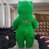 Costume de mascotte gonflable réaliste en peluche longue verte, taille adulte 2M, pour spectacle et fête à thème