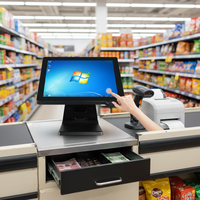 Kiosque de commande pour restaurant, terminal de point de vente tout-en-un, machine de point de vente, écran unique de 15,6 pouces, 128 Go, Windows avec lecteur de code-barres et NFC