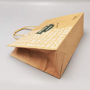 Sacs à emporter en papier kraft brun en gros avec poignées et logo personnalisé, emballage pour le shopping, sac en papier kraft - Product Image 5