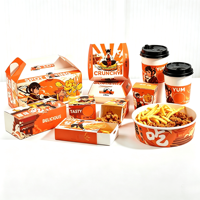 Boîtes d'emballage alimentaire recyclables avec logo personnalisé et poignée pour sushis et aliments frits - Solution d'emballage tout-en-un