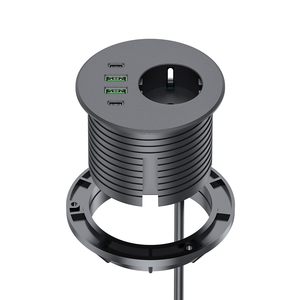Presa di Corrente Industriale Personalizzata in ABS con <span class=keywords><strong>2</strong></span> Prese AC e 4 Porte USB, Ricarica USB-A e USB-C, Foro da 3 Pollici, Alimentatore da Scrivania di Grado Ospedaliero - Product Image 1