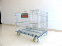 Palette grillagée avec roues Empilable Pliable Cage en acier inoxydable Conteneur de stockage pour entrepôt et industrie