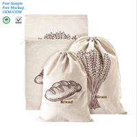 Sac à cordon personnalisé en coton 100% naturel, écologique et réutilisable, pour le stockage des aliments, les courses, le pain et les céréales