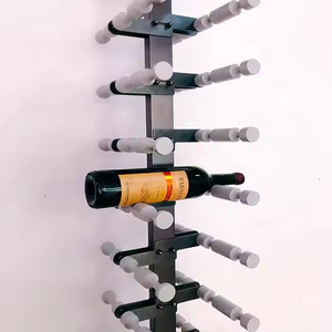 Exhibidor de Vino <span class=keywords><strong>Vertical</strong></span> de Metal y Madera Maciza, Montado en la Pared, con Altura Ajustable y Funciones Extensibles para Muebles del Hogar - Product Image 5