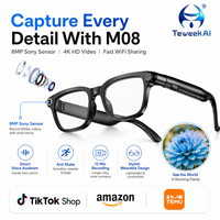 Lunettes intelligentes TeWeekAI M08 avec caméra 8MP, enregistrement vidéo 1080P, appels HD, musique, transfert WiFi, IP65, batterie 300mAh, 7 heures de musique