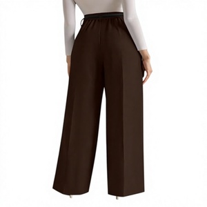 Pantalon de bureau décontracté pour femme, taille haute, coupe droite, jambe large, confortable, élégant et décontracté, en tissu doux et tendance - Product Image 5