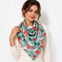 Écharpe Cadeau de Noël pour Femme, Foulard Carré de Noël Imprimé Numérique, Doux et Léger, Personnalisé, Tendance, OEM ODM, Vente en Gros