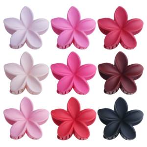 Fermagli per capelli in plastica antiscivolo con fiore di plumeria rosa opaco da 8 cm per donne, capelli spessi, <span class=keywords><strong>accessori</strong></span> per feste e spiaggia <span class=keywords><strong>hawaiana</strong></span> - Product Image 1