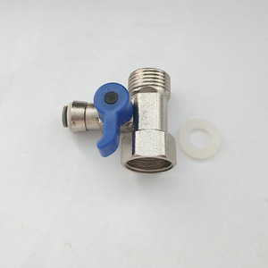 Válvula de tres vías para purificador de agua, 1 entrada, de aleación, con mango azul, para sistema de ósmosis inversa - Product Image 2