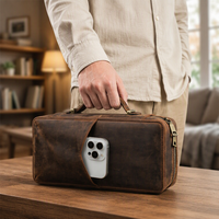 Étui de transport vintage en cuir de vachette véritable Crazy Horse pour Nintendo Switch 2 avec 16 emplacements pour cartes, pochette de protection et sac de rangement
