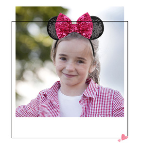 Cartoon Sequins Mickey Ears Hair Accessories Bling Sequin Big <strong>Bow</strong> <strong>Elastic</strong> <strong>Bands</strong> for Children Hair - Product Image 5