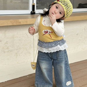Tongxingyuan Girls Spring Outfit Set Denim Three Piece Breathable Toddler <b>Clothes</b> Fashionable Baby Clothing For Spring Autumn - Product Image 4