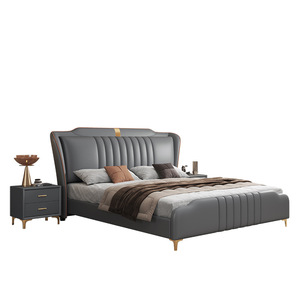 <span class=keywords><strong>Letto</strong></span> <span class=keywords><strong>matrimoniale</strong></span> moderno minimalista in legno massello color crema con rivestimento in pelle Napapi, contenitore e design nordico di lusso leggero per camera da <span class=keywords><strong>letto</strong></span> padronale <span class=keywords><strong>king</strong></span>-<span class=keywords><strong>size</strong></span> - Product Image 5