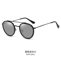 Nouvelles lunettes plates rétro en métal pour hommes, montures de lunettes tendance, verres changeants de couleur, anti-lumière bleue, lunettes pour myopie