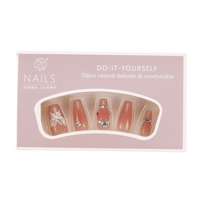 Handmade Wearable <b>Nails</b> High-end Rhinestone Butterfly Blush Tips Finished 30 Pieces TikTok Hot Fake <b>Nail</b> Stickers - Product Image 5