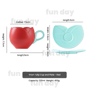 Tulipe fleur tasse <span class=keywords><strong>bouche</strong></span> conception tasses en céramique et plats à thé avec une soucoupe ensemble après-midi thé café lait tasse boîte-cadeau emballage - Product Image 5