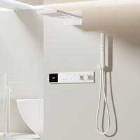 Ensemble de douche carré noir encastré intelligent à température constante avec affichage numérique LED, design moderne et de haute qualité