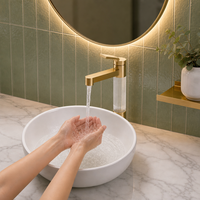 Robinet de lavabo moderne en laiton avec cartouche céramique et mitigeur eau chaude/froide pour salle de bain