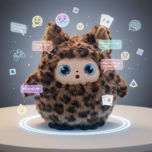 Peluche interactive IA personnalisée, jouet éducatif parlant, animal en peluche avec visage en vinyle et yeux émotionnels LED - Product Image 5