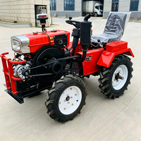 Mini-tracteur polyvalent 4x4 avec double charrue, moteur 15 CV, transmission par engrenages pour l'agriculture et l'horticulture à petite échelle