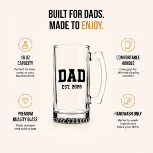 <span class=keywords><strong>Mug</strong></span> à bière pour papa pour la première fois, cadeau pour la fête <span class=keywords><strong>des</strong></span> pères, verre pour jeune papa, <span class=keywords><strong>mug</strong></span> à bière 16 oz, verre 'Papa depuis 2026' - Product Image 3