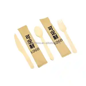 Food Grade Eco-Friendly Biodegradable High Quality Natural Birch Wood Cutlery Wooden Tableware Knife Fork Spoon