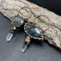 Vintage labradorite cristal blanc colonne hexagonale combinaison bronze mode chandail chaîne pendentif pierre pendentif