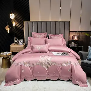 Luxury 100% Pure Cotton Queen Size Bed Sheets Bedding Set With Pillowcases 4pcs Duvet Cover Sets