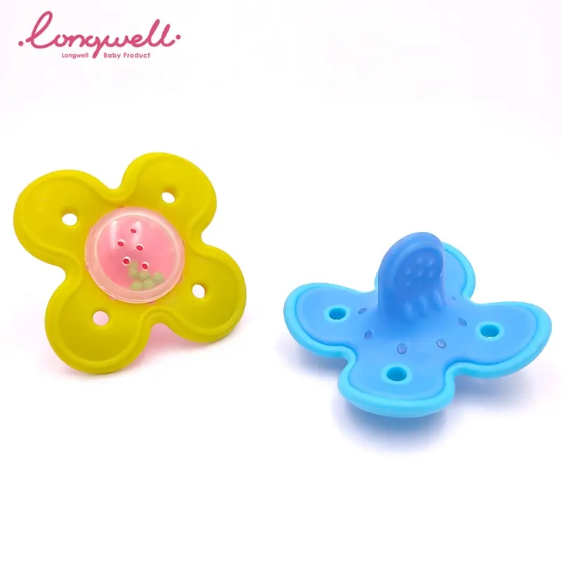 Ningbo Longwell PP Baby Teether Toy Plastic Eco Lovey Flower-shaped Texture Chewy Soother Pacifier Teething Organic Baby Sensory