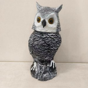 Leurres de hibou pour effrayer les oiseaux Hibou à énergie solaire avec tête rotative et <span class=keywords><strong>son</strong></span> avec décoration extérieure lumineuse - Product Image 1