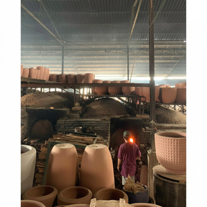 Extra Large Black Glazed Ceramic Pottery Modern Handmade Vietnam Frost Proof Outdoor/Indoor <b>Drainage</b> Hole Home Garden Planter - Product Image 1