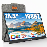 Moniteur portable 18,5 pouces FHD 100Hz ultra fin et léger, angle de vision de 178 degrés, haut-parleurs intégrés, écran externe USB C