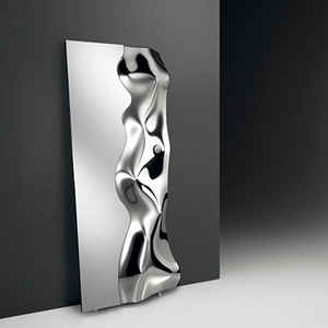 Dalga ayna dekoratif duvar aynası Sparkle el yapımı eğimli dekor ayna çarpıcı gümüş bitmiş Modern metal duvar sanatı - Product Image 4