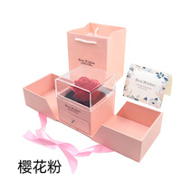 Boîte à bijoux avec rose éternelle, double ouverture, couvercle en acrylique, tiroir en velours, coffret cadeau pour collier et bague, Saint-Valentin 2026 2027