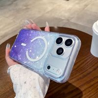 Étui de protection pour téléphone en PC magnétique antichoc de luxe avec texture brillante et dégradé de couleurs pour 18/17/16 Pro Max